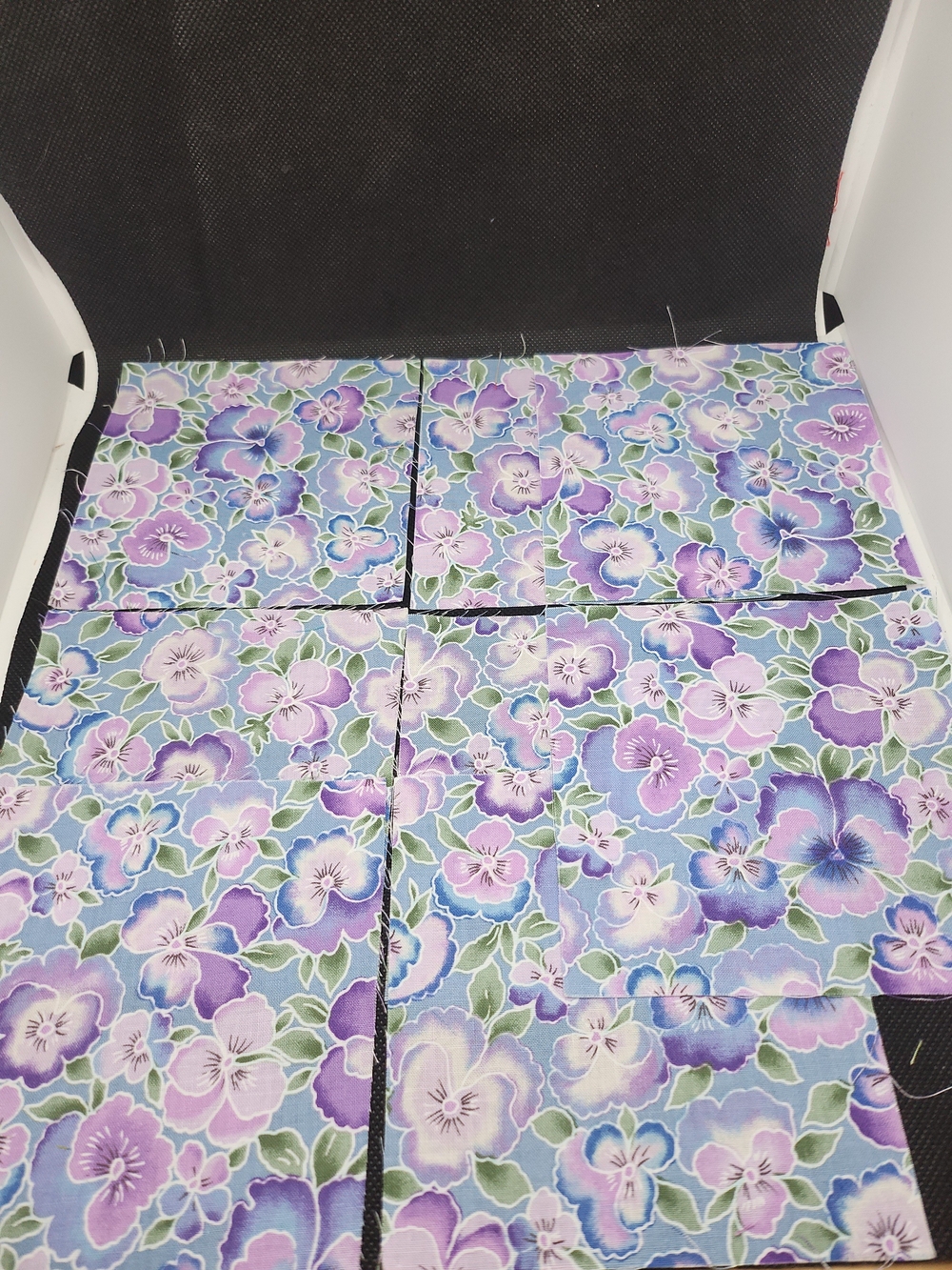 Pastel Floral Cotton Fabric Squares in Lavender and Green 4.75 Inch 8 Pcs